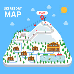 Wall Mural - Ski resort map