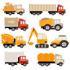 Sticker - Work Trucks Flat Vector Set