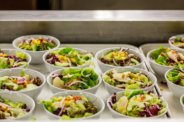 Wall Mural - Prepared Salads in Commercial Kitchen