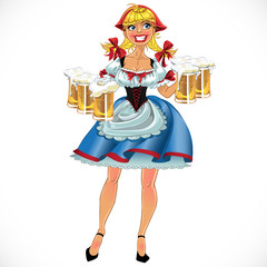 Wall Mural - October fest blond girl with beer vector