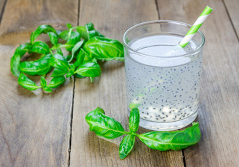 Sweet basil seed drink in glass