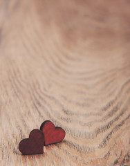 Poster - Hearts on a wooden background - vintage toning