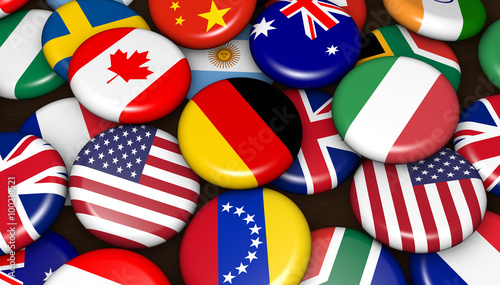 Cuadros en Lienzo International World Flags On Badges