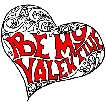 Decorative heart shape with the inscription Be my Valentine