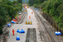 Electrification Of The Great Western Railway. BATH, UK - AUGUST 11 2015 Work Underway On Upgrading The Track To Allow New Electric Trains To Run From 2017
