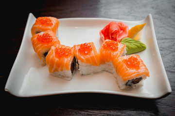 Sushi on a white plate