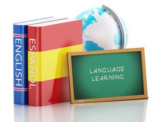 Poster - 3d Dictionaries and Blackboard. Language learning