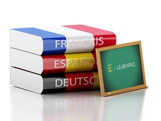 Poster - 3d Stack of dictionaries. Language learning