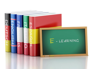 Poster - 3d Stack of dictionaries. Language learning