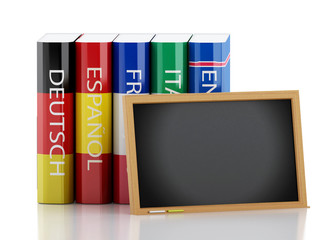 Poster - 3d Stack of dictionaries. Language learning