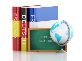 Poster - 3d Stack of dictionaries. Language learning