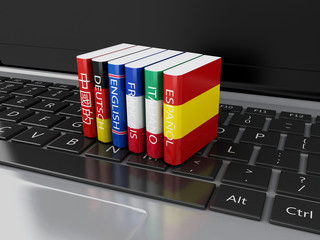 Poster - 3d Dictionaries on computer keyboard. E-learning