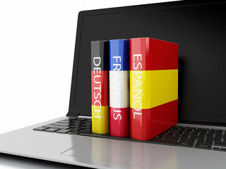 Poster - 3d Dictionaries on computer keyboard. E-learning