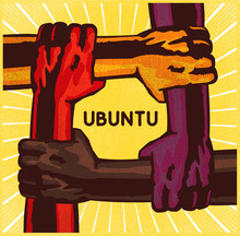 Ubuntu, Arms Holding Each Other, Teamwork, Friendship, Cooperation, Mutual Support, Solidarity Concept Vector Illustration