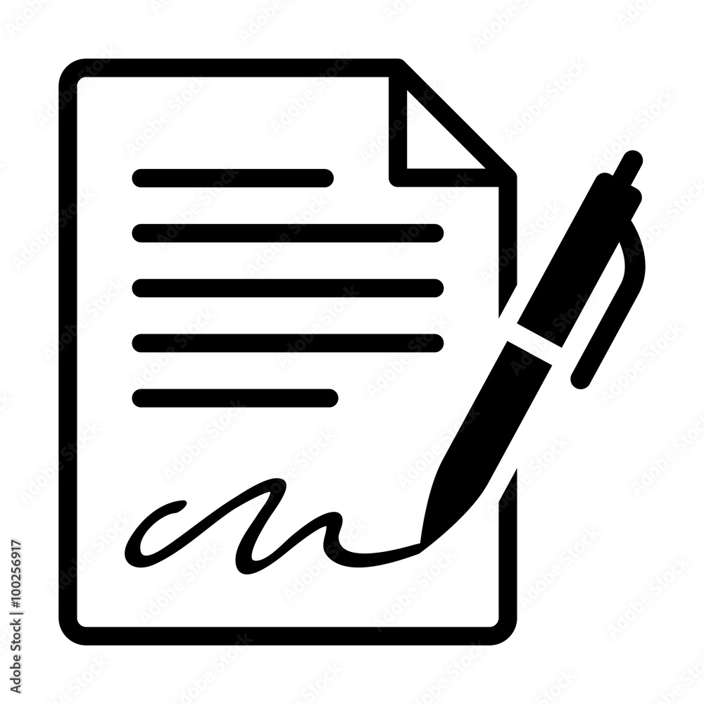 Pen signing a contract line art icon for business apps and websites - obrazy, fototapety, plakaty 