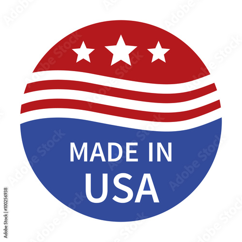 Made in the USA badge, label, seal, sign flat color icon for goods and products Poster