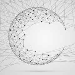 Poster - Abstract sphere of compounds with points. Global network connect