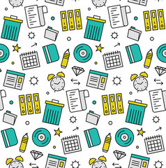 Aufkleber - Office objects seamless icons pattern