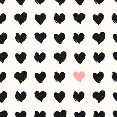 Poster - Hand Painted Hearts Pattern