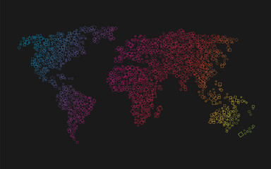 Wall Mural - world map of colorful squares