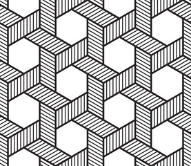 Aufkleber - Vector geometric seamless wired linear pattern background.