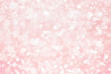 Wall Mural - white pink glitter bokeh with stars abstract background