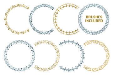 Wall Mural - 8 seamless border for decoration and design. (Brushes included)