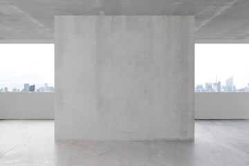 Poster - blank concrete wall in the interior with copyspace