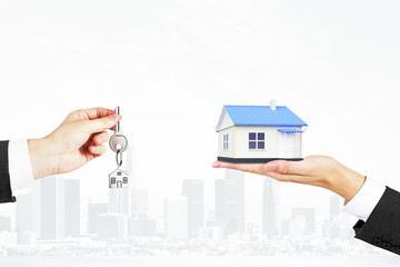 Poster - Selling real estate concept with a house and key