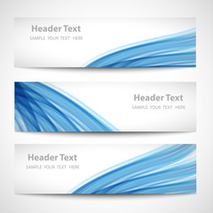 Wall Mural - Abstract header blue wave white vector design. card set