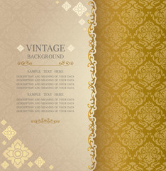 Fototapete - Vintage background, antique greeting card, ornamental pattern template for design