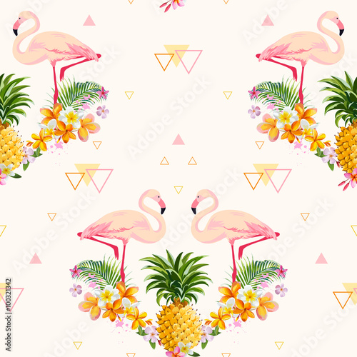 geometryczny-ananas-i-flamingo-tlo-szwu