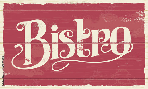 Fotomural Bistro restaurant hand drawn calligraphic sign design