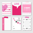 Set of Love Cards with Pink Glitter - Wedding, Valentine's Day
