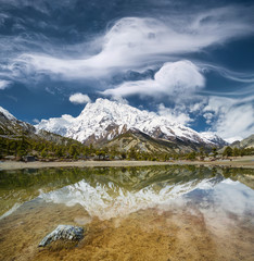Wall Mural - lake and high mountains. beautiful natural landscape