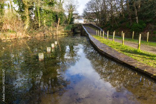 Fotografie, Obraz Neath Canal with Skew Bridge, Neath Canal, Aberdulais