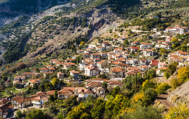 Picturesque mountain traditional village in Greece