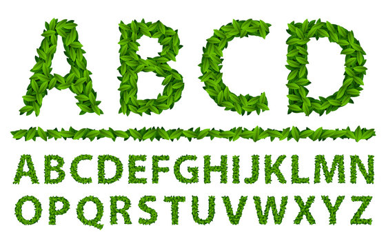 Alphabet seasonal leaves spring