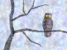 Geometric Owl Sitting On Tree Background