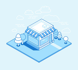 Poster - Vector shop building isometric illustration