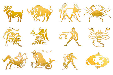 zodiac and star signs horoscopes isolated on white