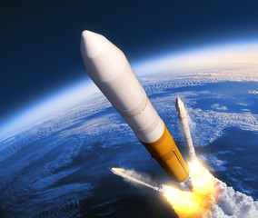 Wall Mural - solid rocket boosters separation