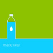 Bottle with mineral water isolated on green background. Vector illustration watter bottle.