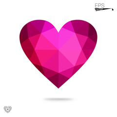 Wall Mural - Pink heart isolated on white background.