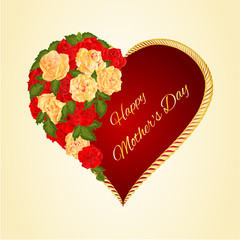  Happy Mother's Day Heart with roses vector