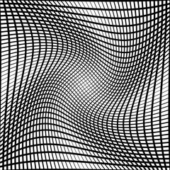 Poster - Abstract grid, mesh background with torsion effect. Distorted in