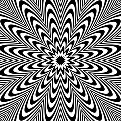 Poster - Radial black white lines with deformation. Abstract background.