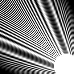 Poster - concentric radiating circles abstract monochrome vector graphic.