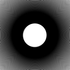 Poster - concentric radiating circles abstract monochrome vector graphic.