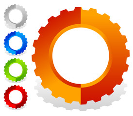 colorful gearwheel, cogwheel, gear shapes for mechanics, industr